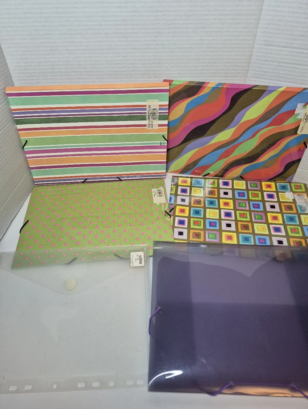 Lot of 5 Essay Folders w Elastic Close Bonus 10 Colorful Binder Clips